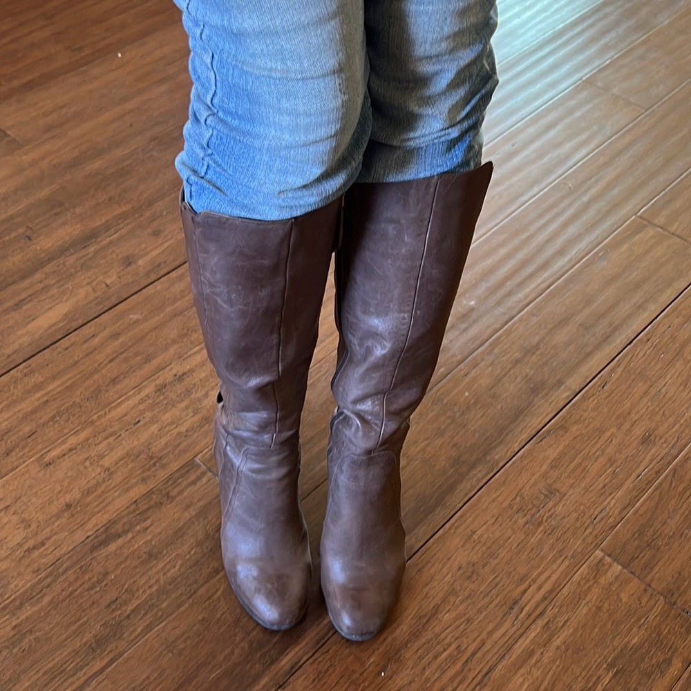 Franco Sarto Knee-high, leather boots very soft, brown boots, 3 inch heel